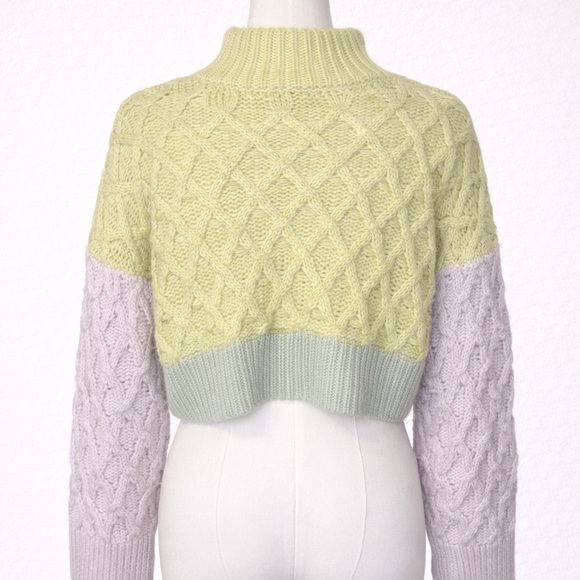 Princess Polly Pastel Colorblock Cable Knit Cropped Sweater S/M Y2K - Picture 2 of 8
